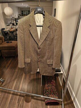 Gieves & Hawkes Savile Row 40R Brown Wool Houndstooth Blazer Holt Renfrew